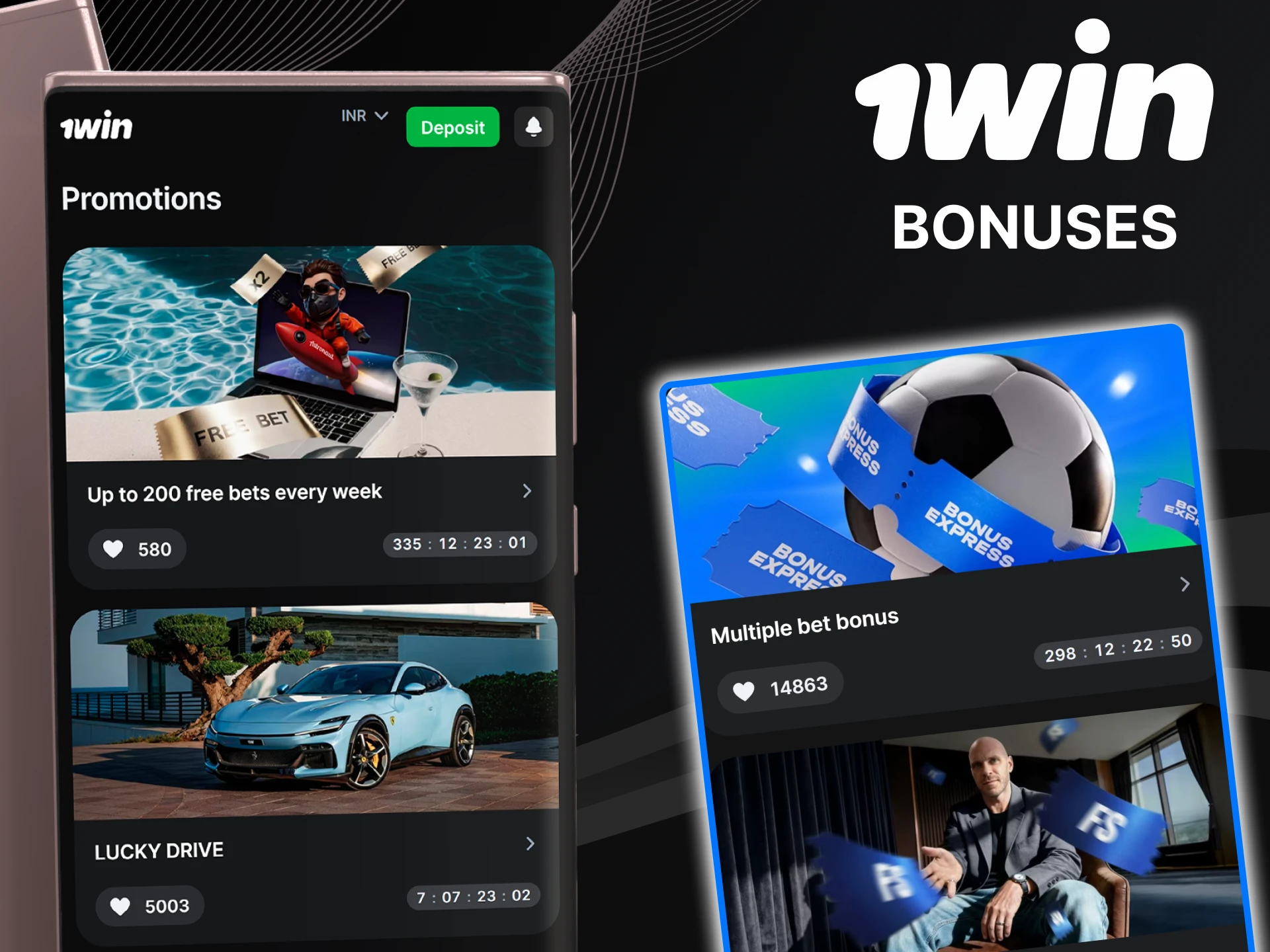 Many bonuses are available in the 1win game.