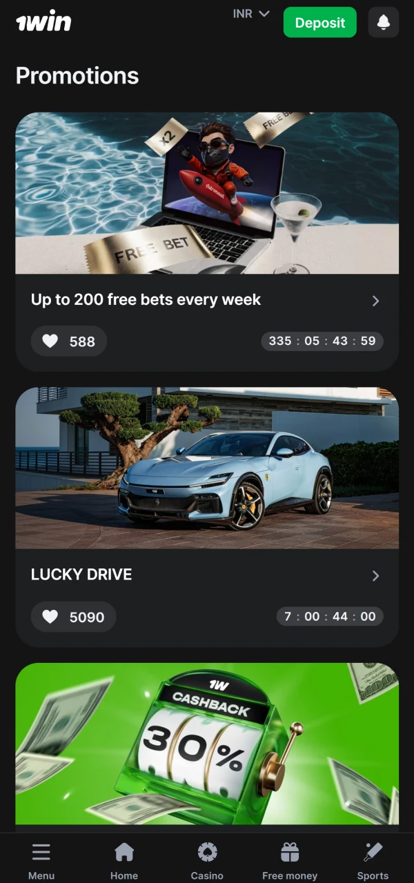 Choose the appropriate bonus from 1win.