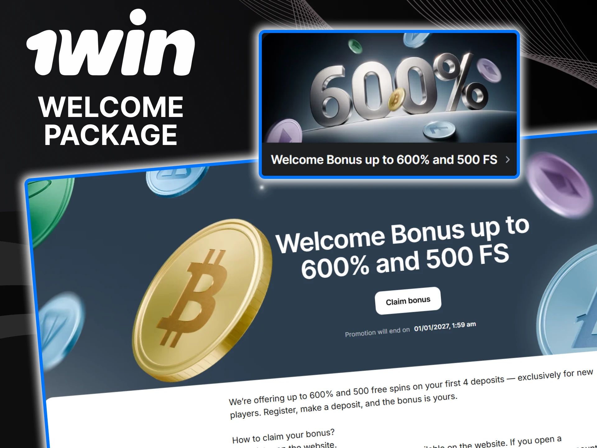 A welcome bonus awaits every user of the 1win website.