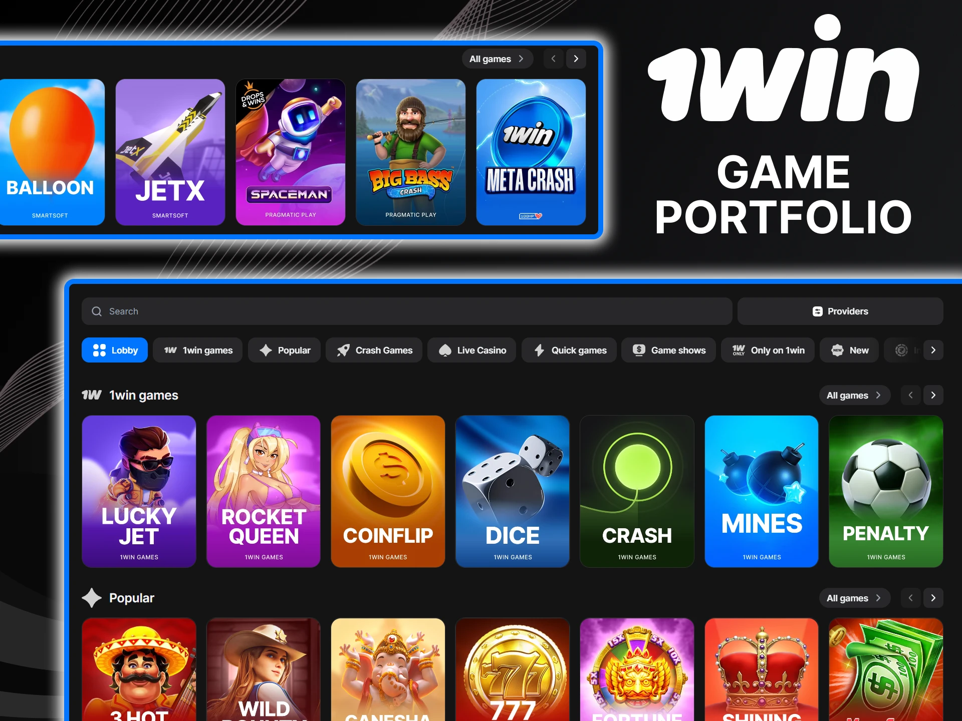 You'll find games for every taste at 1win casino.