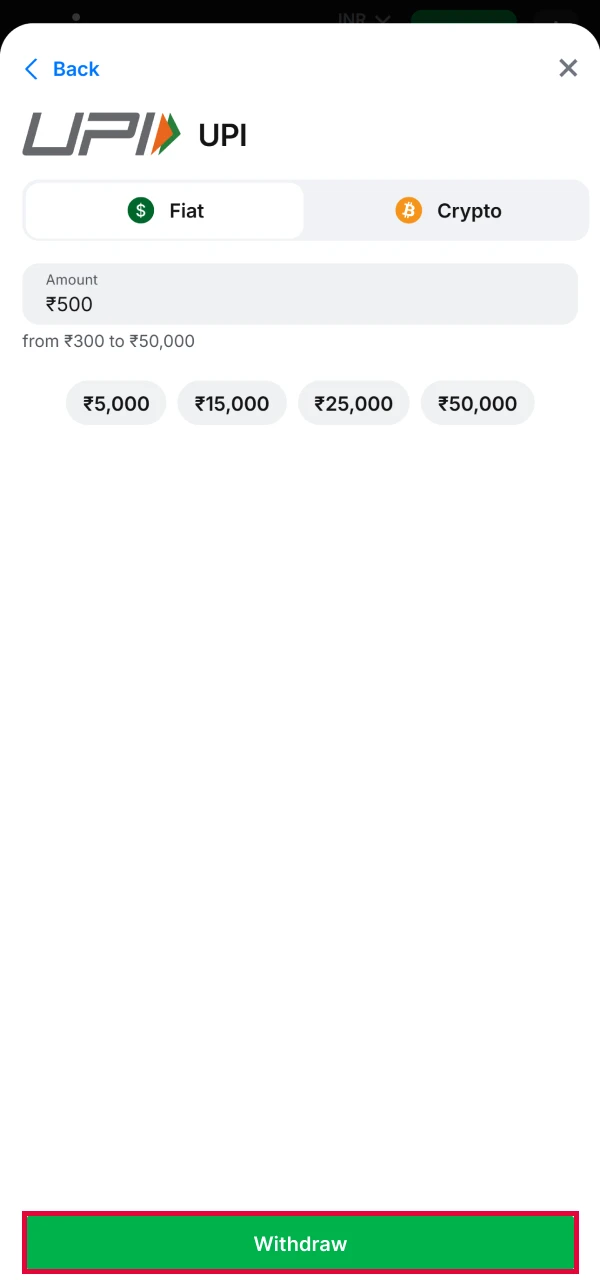 Complete the withdrawal of funds in the 1win application.